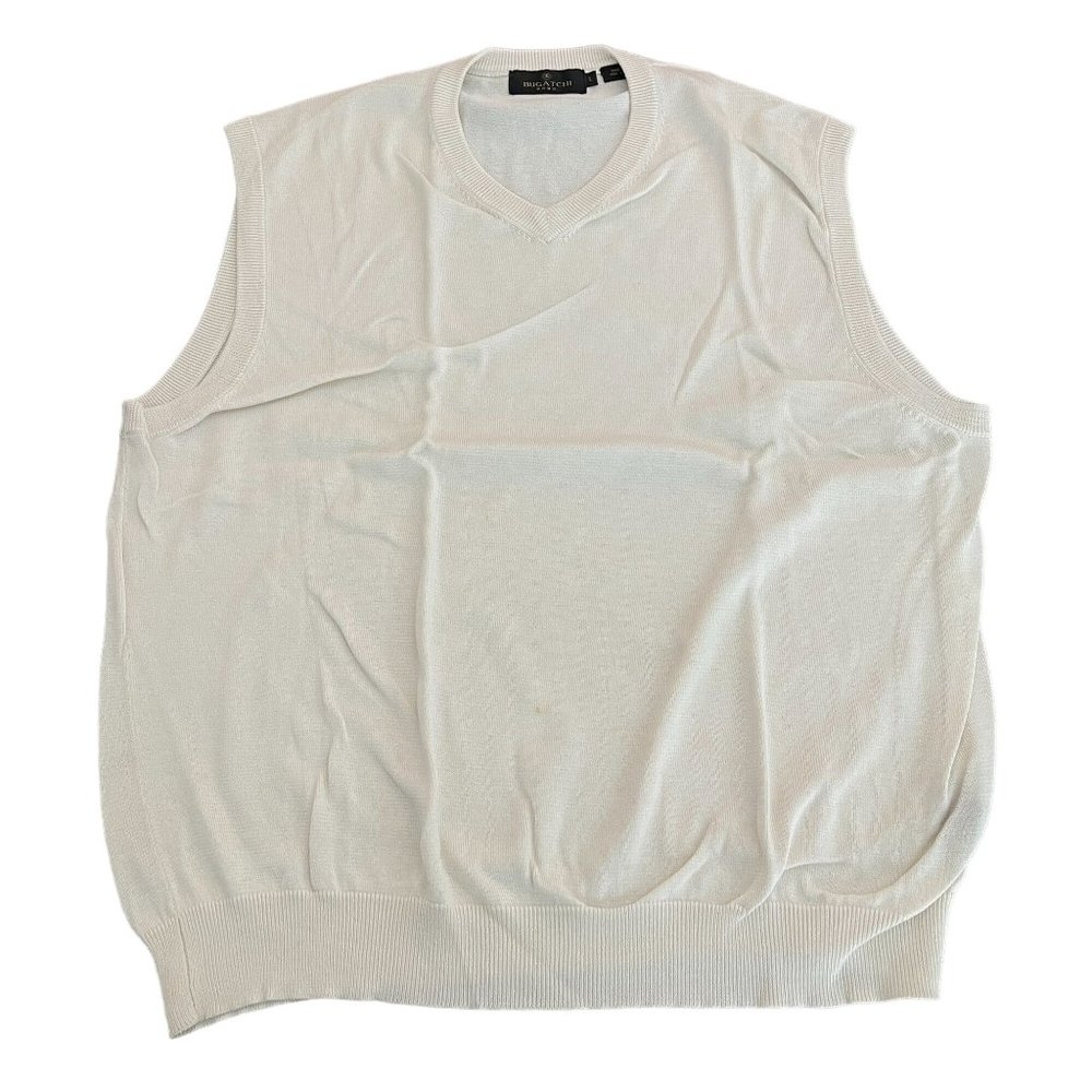 Bugatchi Uomo Men's White Sweater Vest, Size L (Stains)